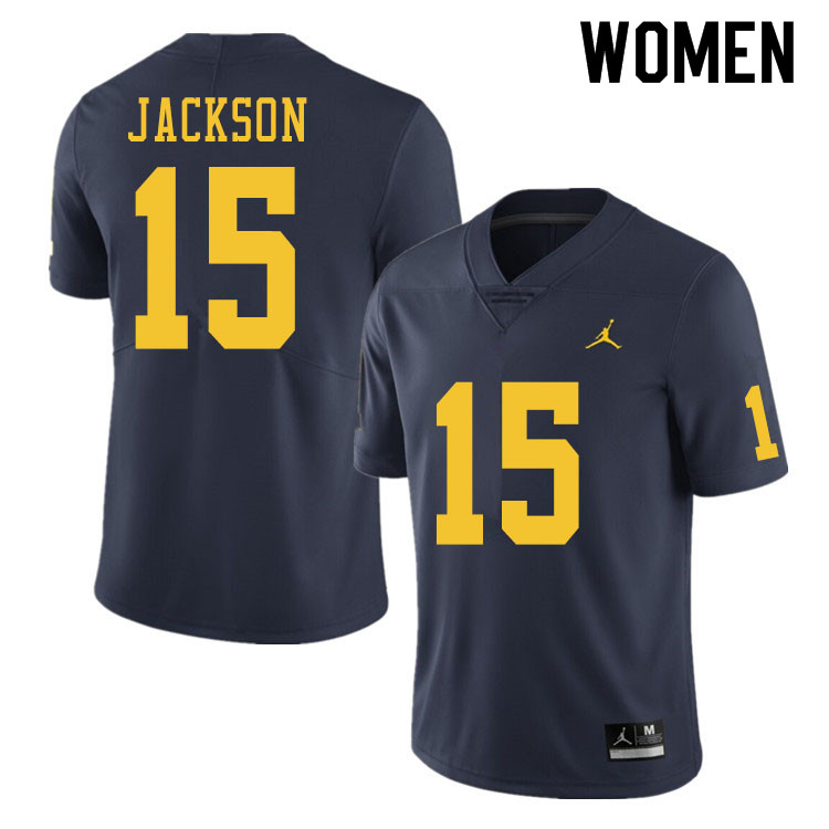 Women #15 Giles Jackson Michigan Wolverines College Football Jerseys Sale-Navy